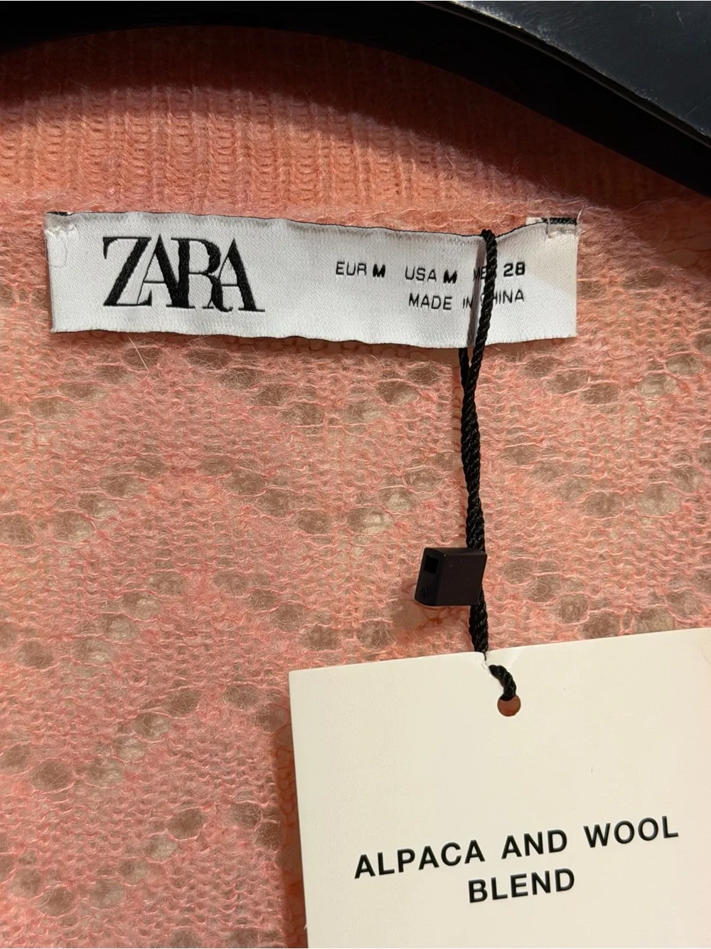 Zara Women’s Pink Alpaca Blend Openwork Cardigan Sweater + Top set - Picture 4 of 5